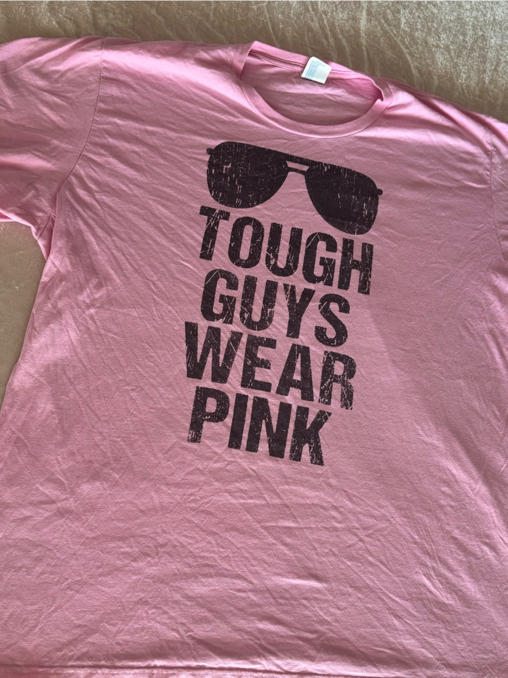 3XL Tough Guys Wear Pink Graphic Tee Pink Shirt Funny Slogan T-Shirt cotton